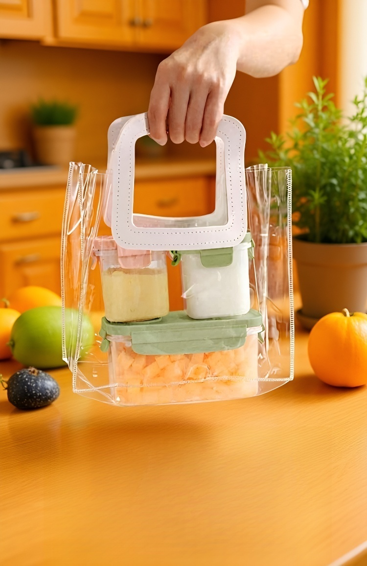 안전하게 포장된 이유식 도시락