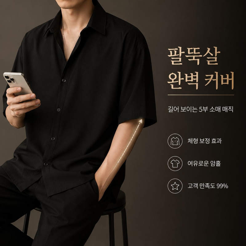 남성 캐주얼 루즈핏 반팔 셔츠 링클프리 남방
