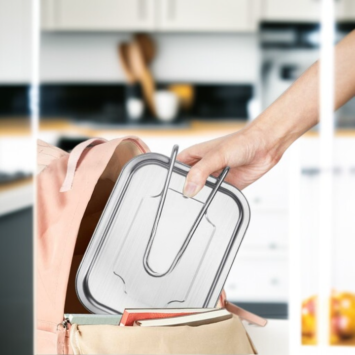 Student Large Capacity 304 Stainless Steel Thermal Lunch Box Without Divider with Lid