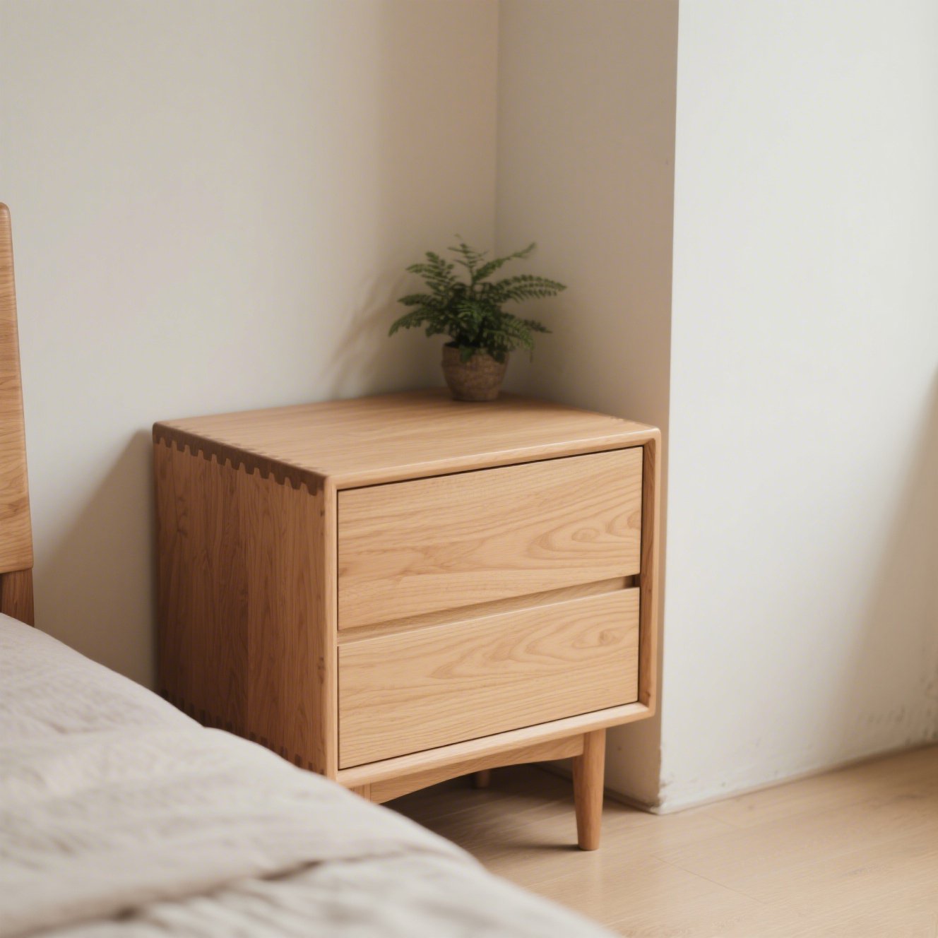 天然木の美しい木目を持つサイドテーブル