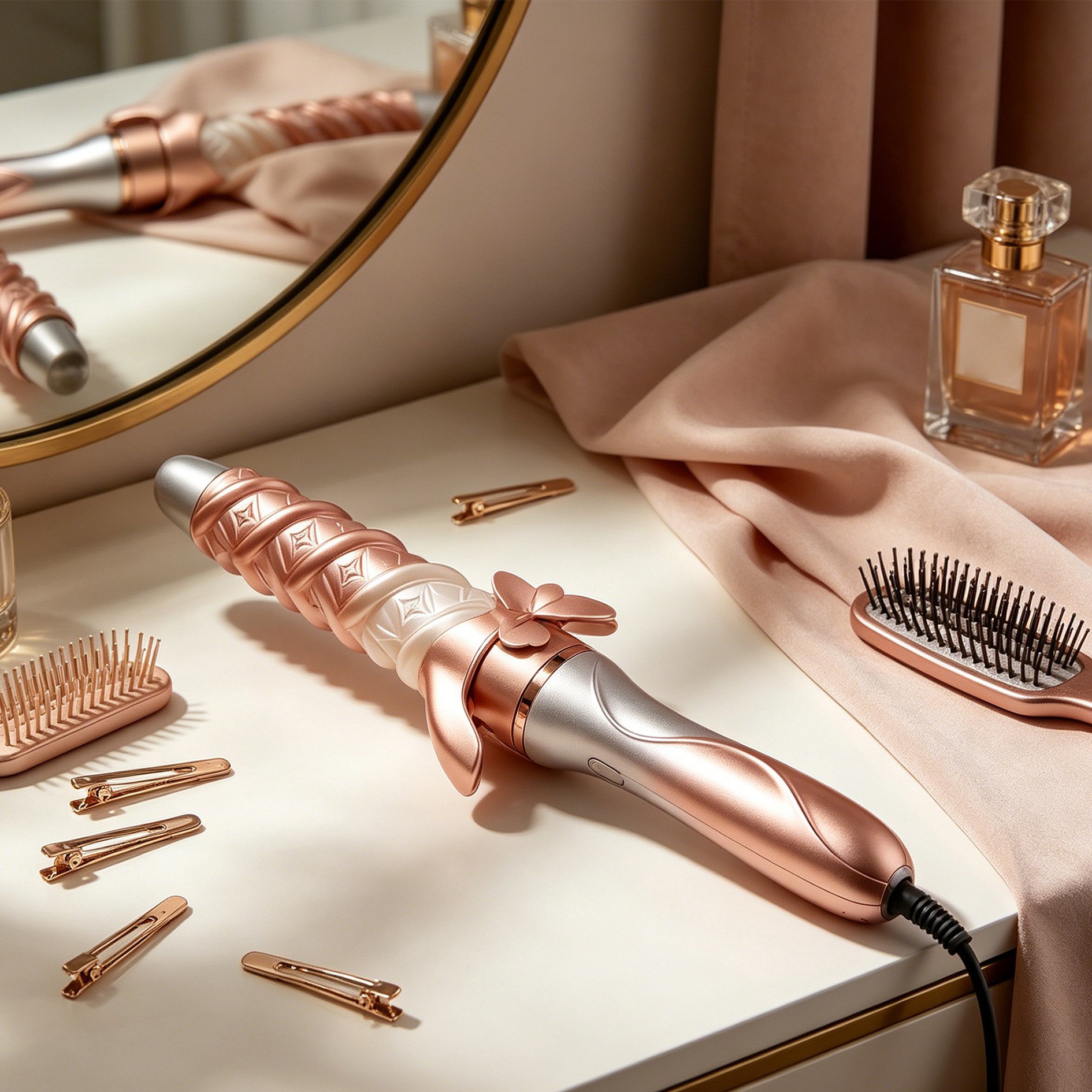 Digital display on smart curling iron