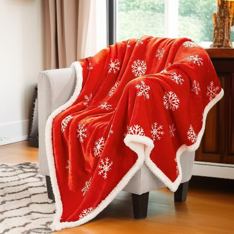 크리스마스 눈사람 소파 커버 담요 이중으로 도톰한 프린트 침실 크리스마스 엘크 소파 커버 담요