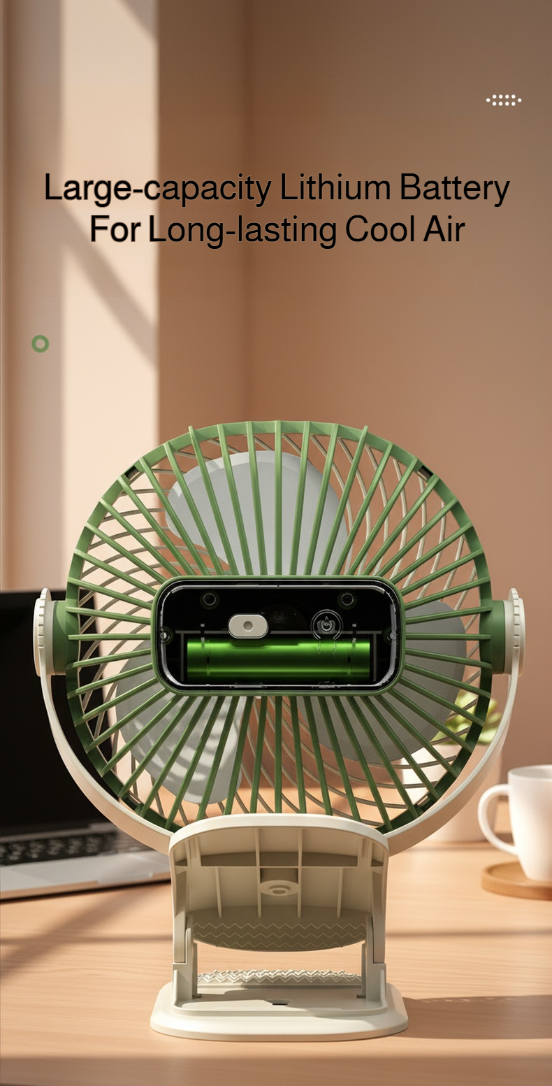 Quiet operation rechargeable desk fan