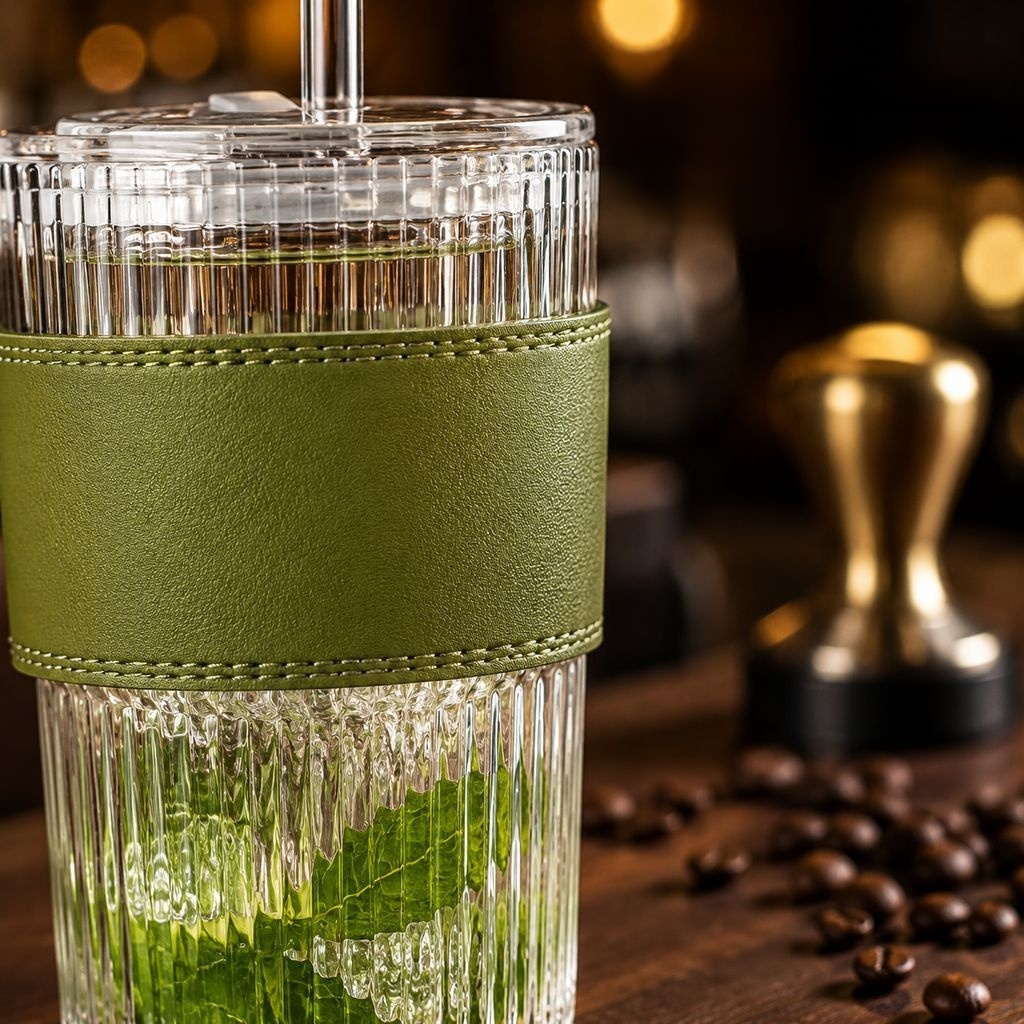 Minimalist Vertical Stripe Glass Cup