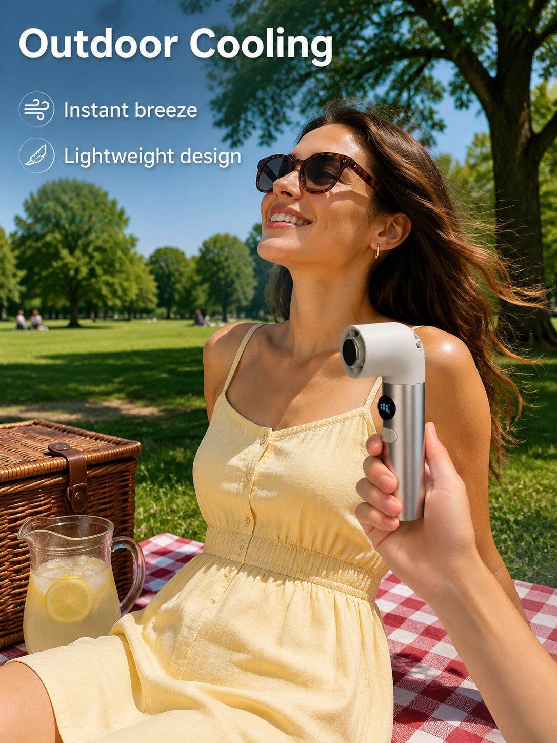Portable Superconductor Cooling Handheld Fan USB Digital Display Ultra-fast Outdoor Fan