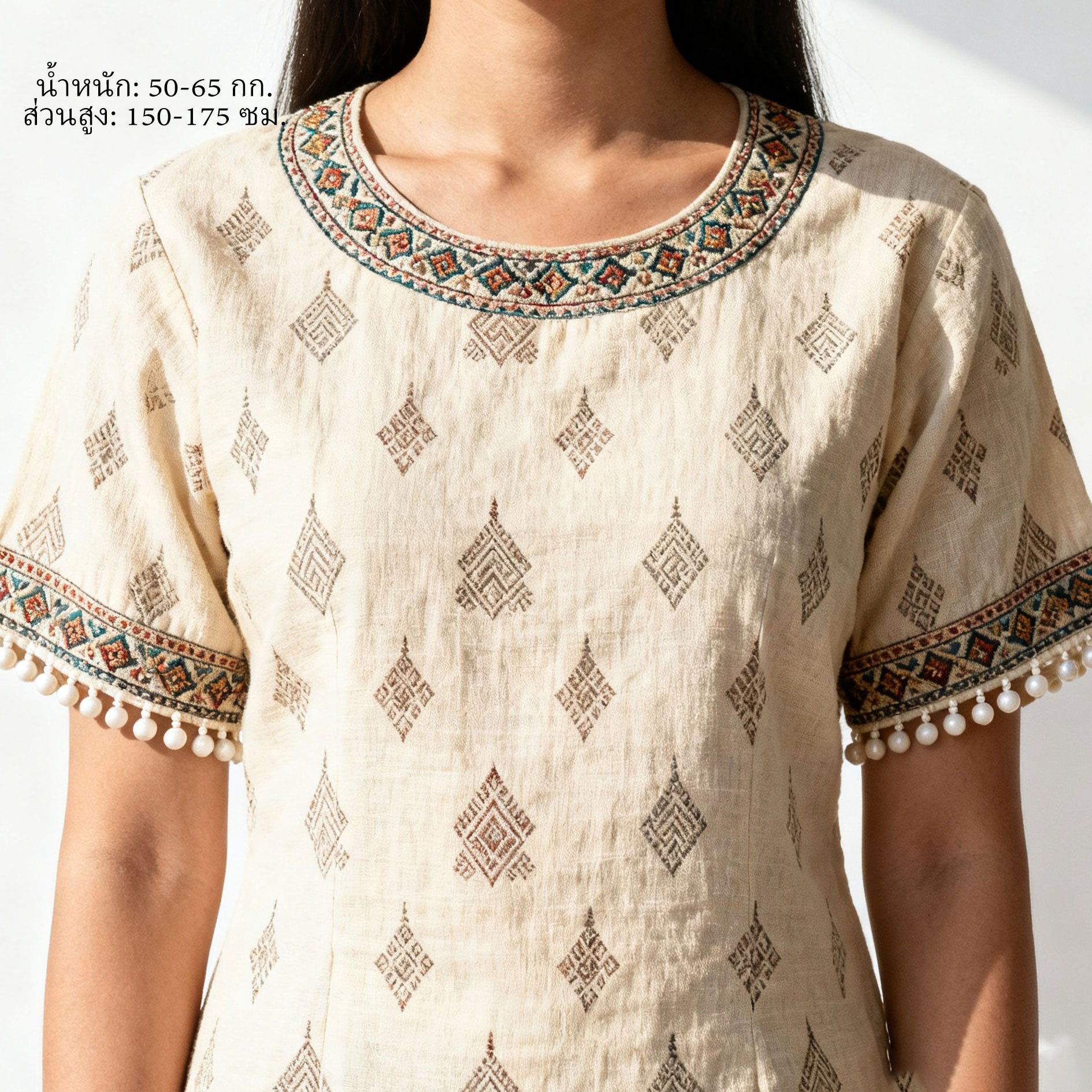 ดีไซน์เสื้อแฟชั่นโอเวอร์ไซส์ประดับไข่มุก