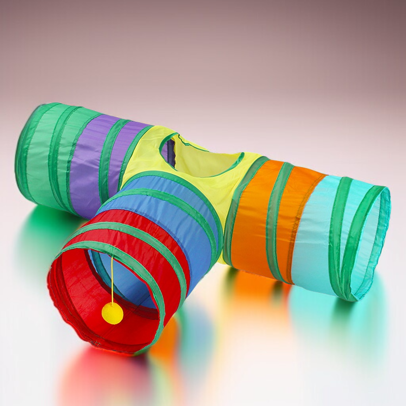 고양이 반려동물 용품 접이식 터널 직통 고양이 장난감 통로 삼통 텐트 접이식 고양이 터널