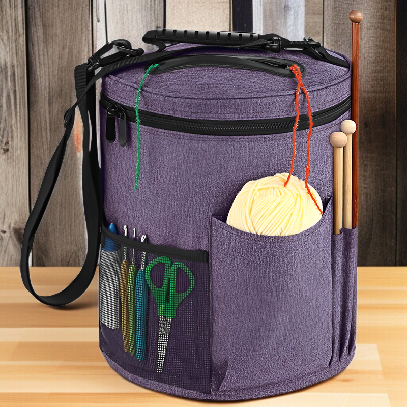 バレルヤーンバッグ DIY 手編みヤーンバッグ 大容量収納 ウールボール かぎ針編み収納バッグ