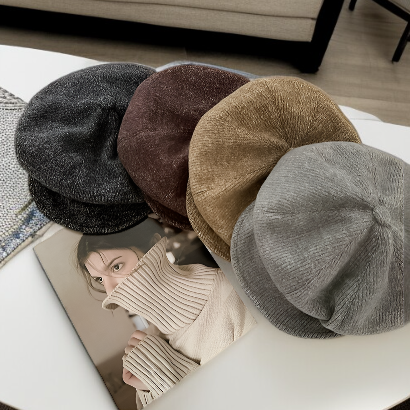 가을겨울 한풍 캐주얼 팔각모 여성용 보온 얼굴 작아보이는 화가모자