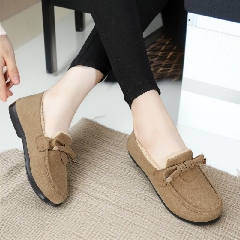 女性の家パッド入りの怠惰な人々足踏みフラットシューズフラットビーンコットンスリッパ