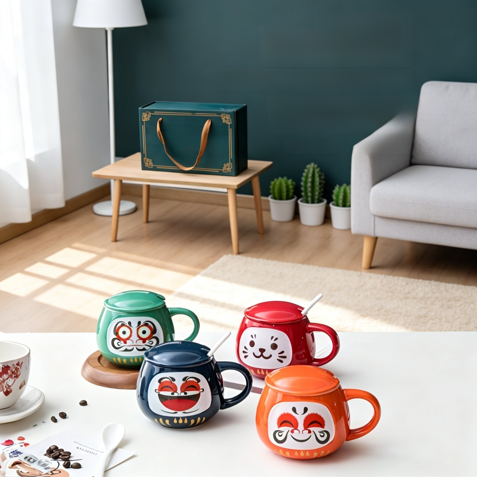 Face-painted ceramic mug
