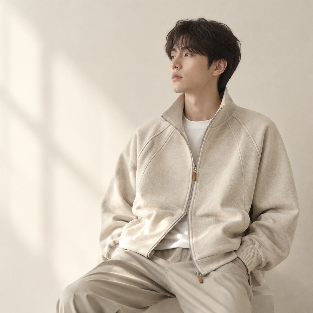 가을 남성용 두꺼운 스탠드넥 캐주얼 맨투맨 재킷