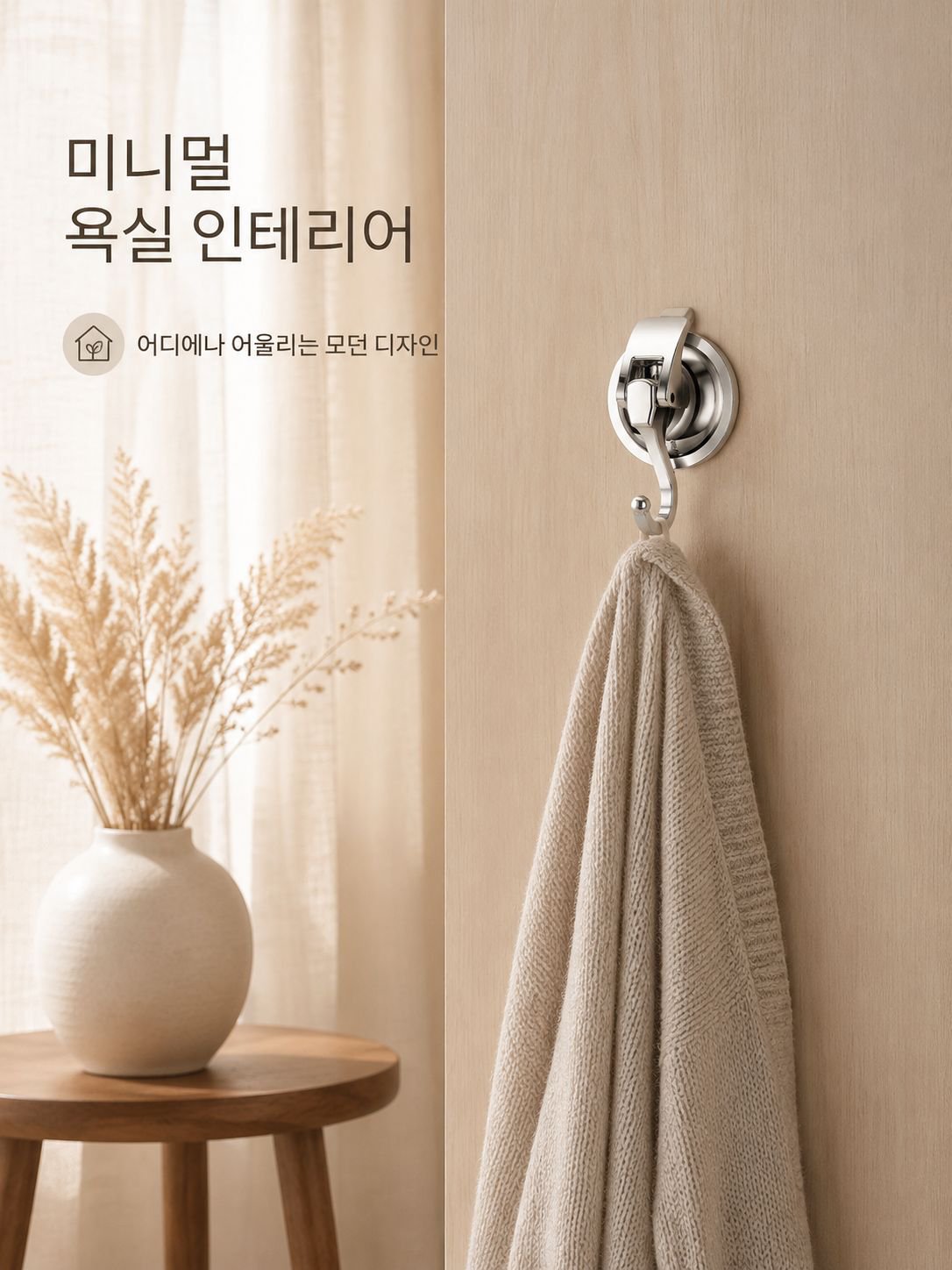 강력 무타공 진공 흡착 걸이 설치 모습