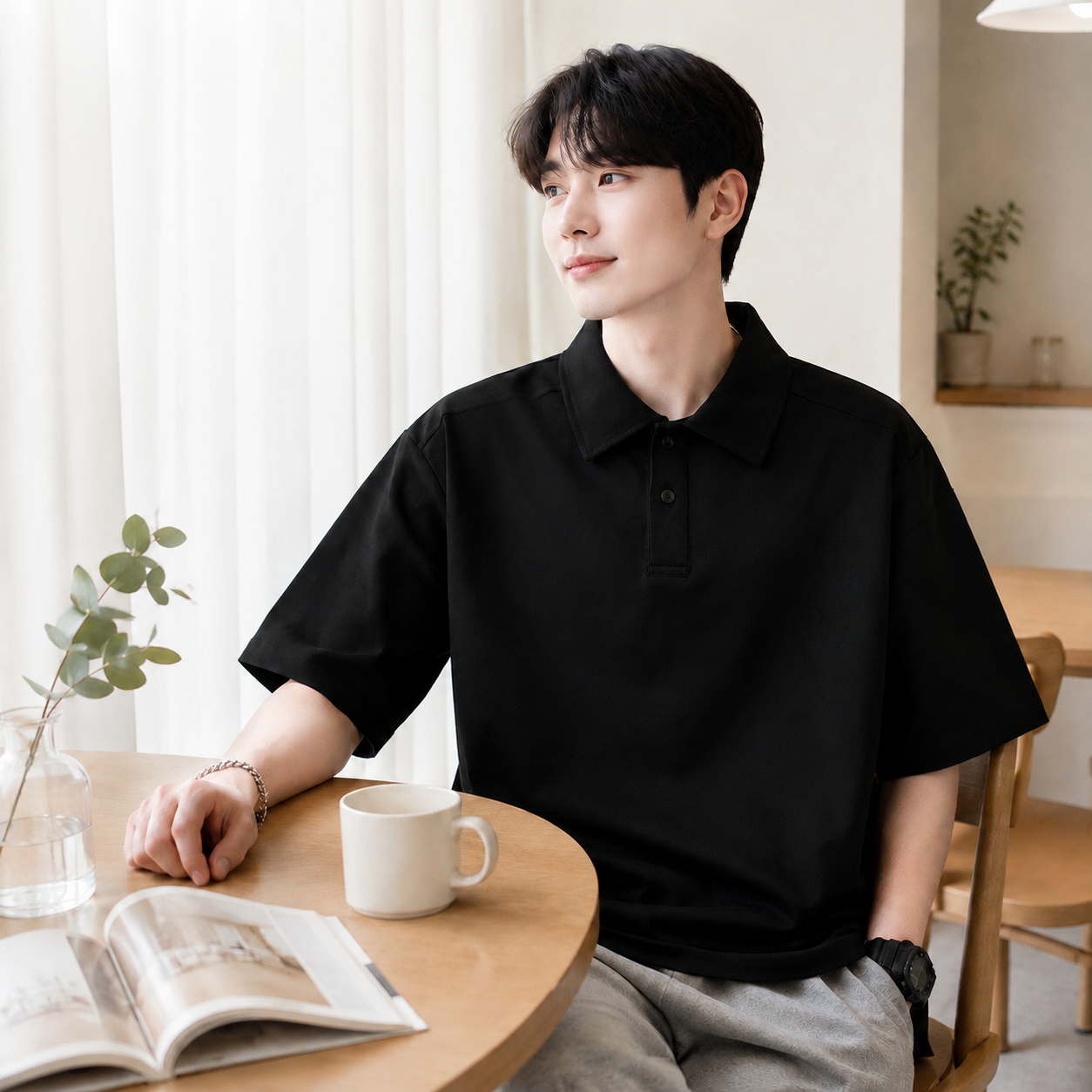 단색 반팔 폴로 셔츠