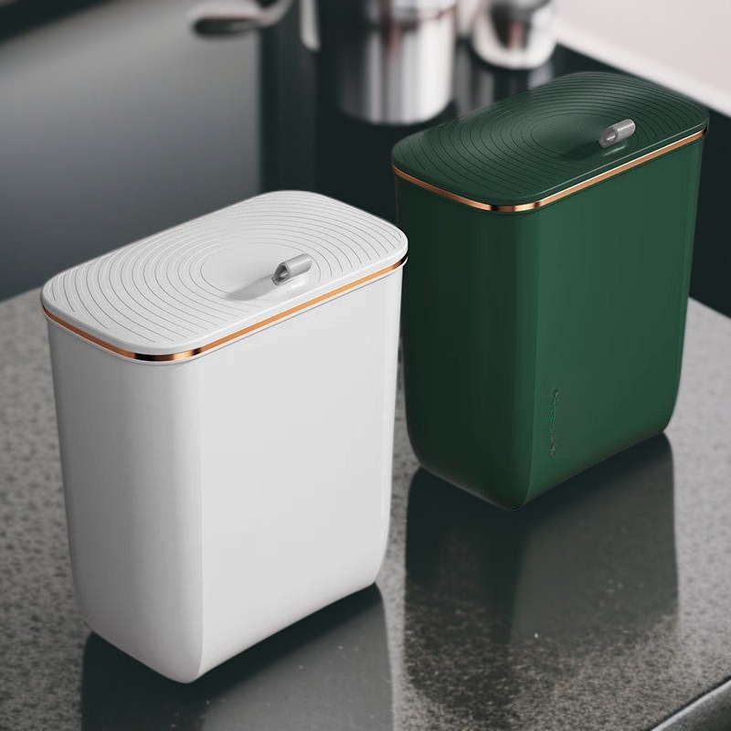 صندوق قمامة بغطاء كبير السعة للحمام والمطبخ وغرفة المعيشة قابل للتثبيت على الحائط