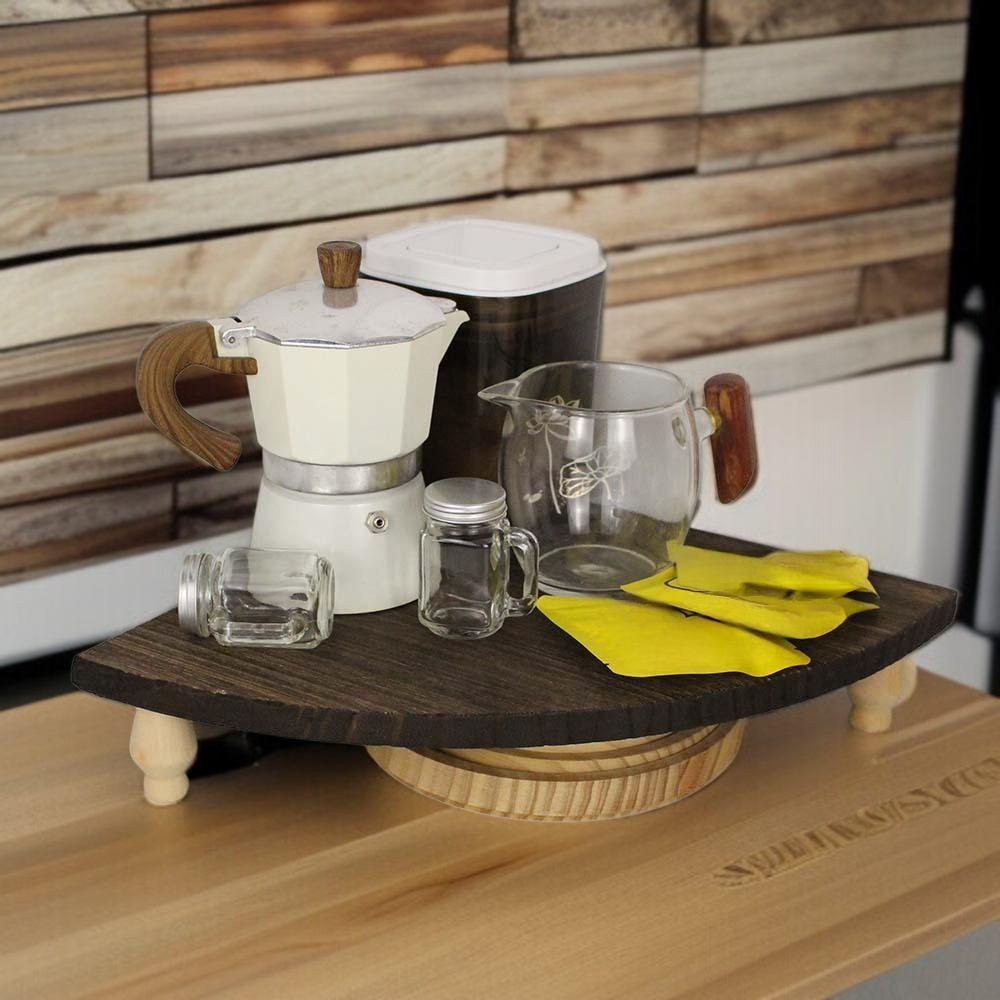 ชั้นวางของมุมไม้สำหรับโต๊ะครัวดีไซน์ทันสมัย