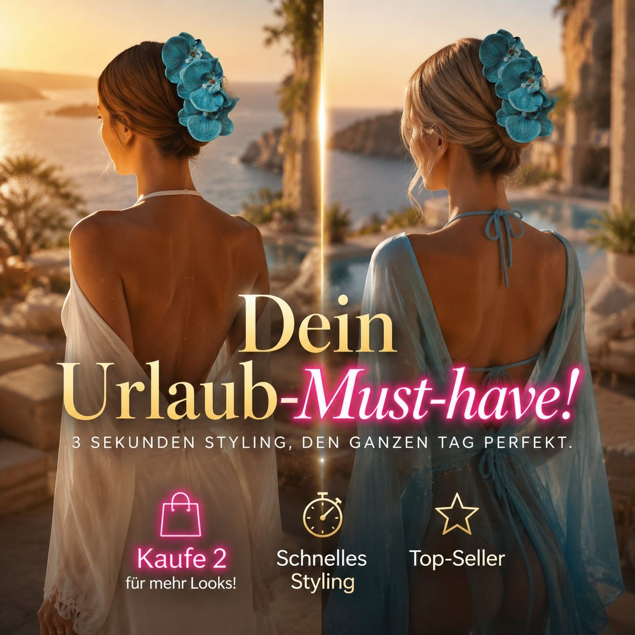 Sanfte Frühlings-Haarklammer mit Orchideen, kombiniert mit Blumen- und Haifischform