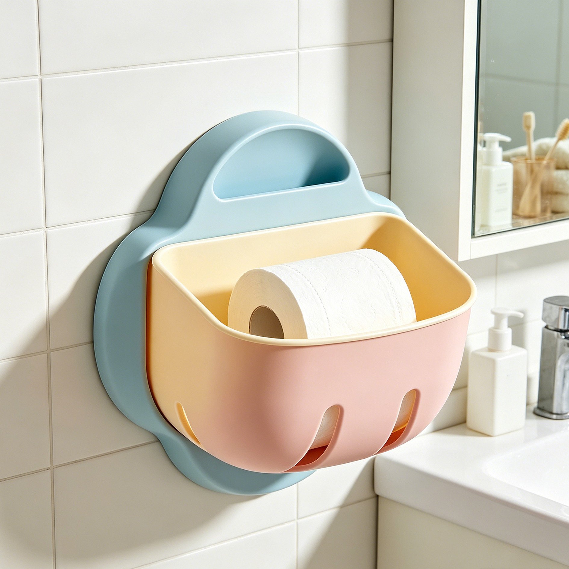 Wandmontierter Toilettenpapier-Aufbewahrungskorb (3er-Set)