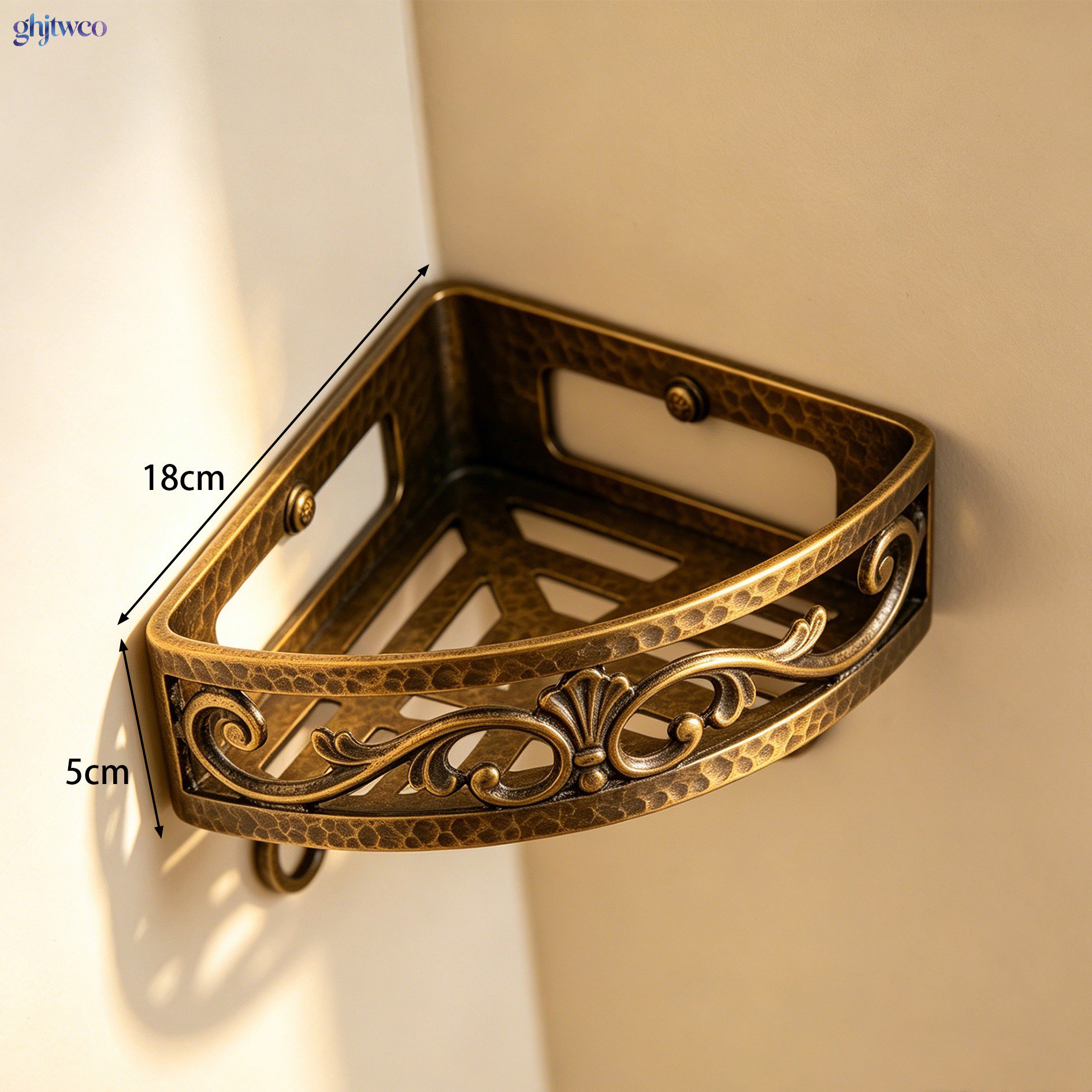 Elegant bathroom corner shelves set with bronze finish