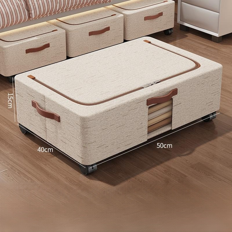 Under-bed storage box with casters