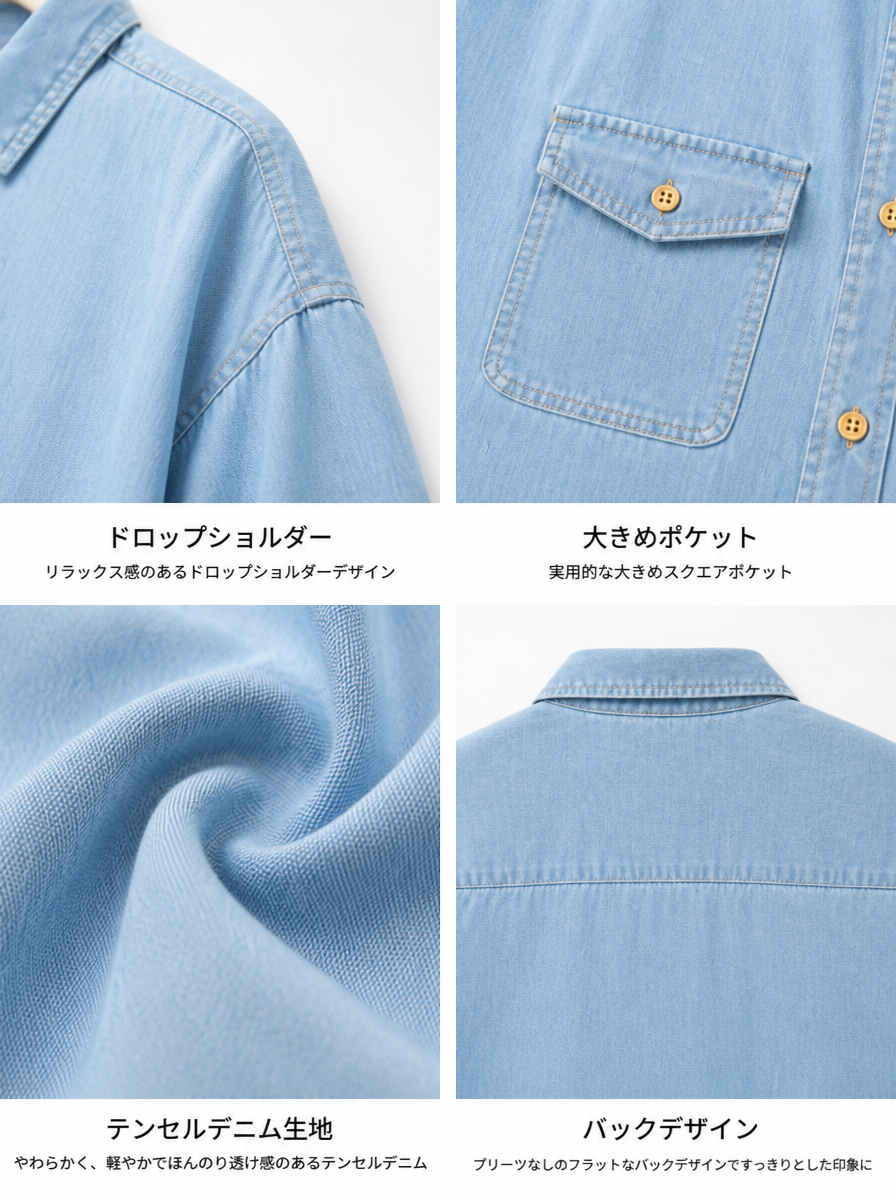 シアーデニム3WAYシャツ
