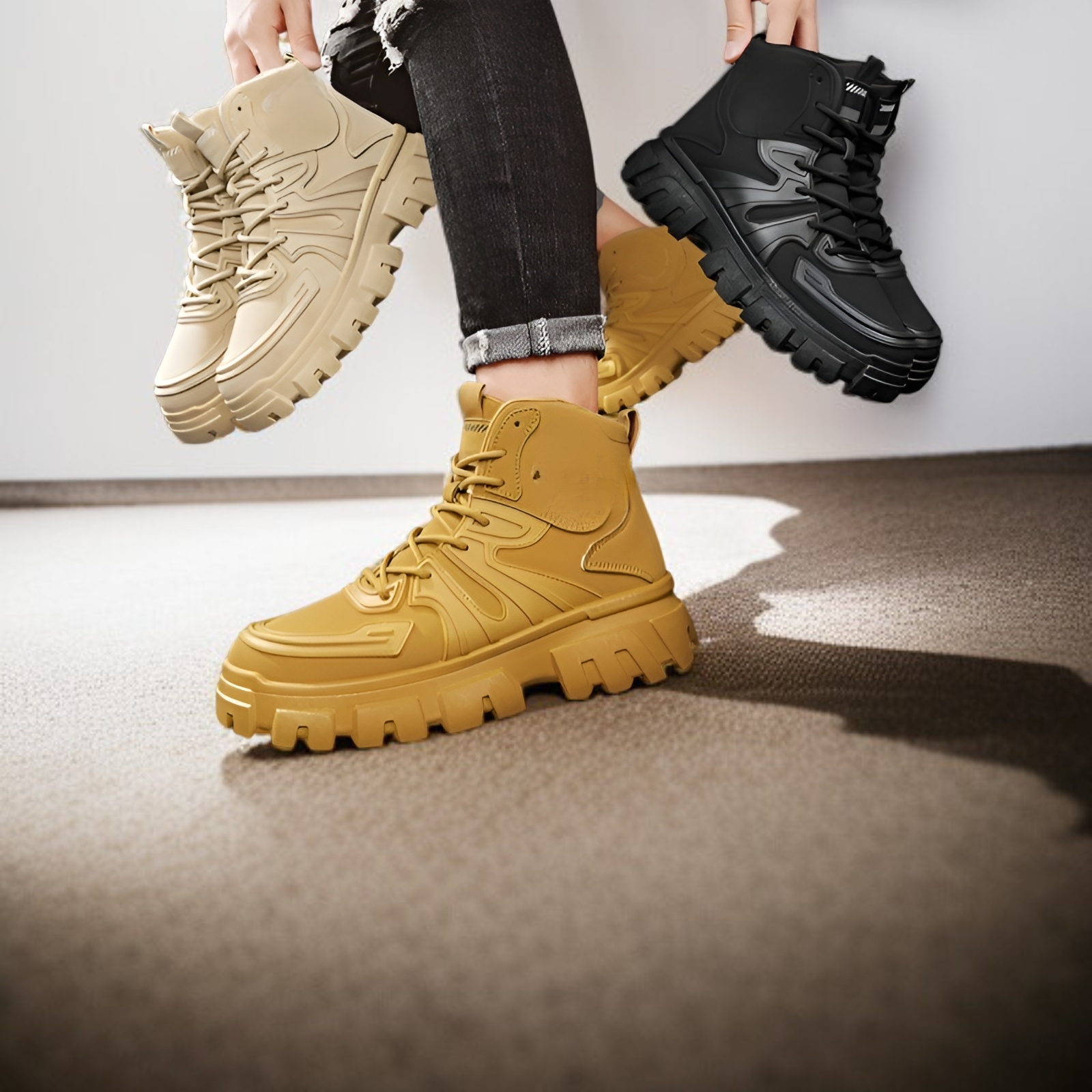 メンズ厚底ハイキングマーチンシューズ