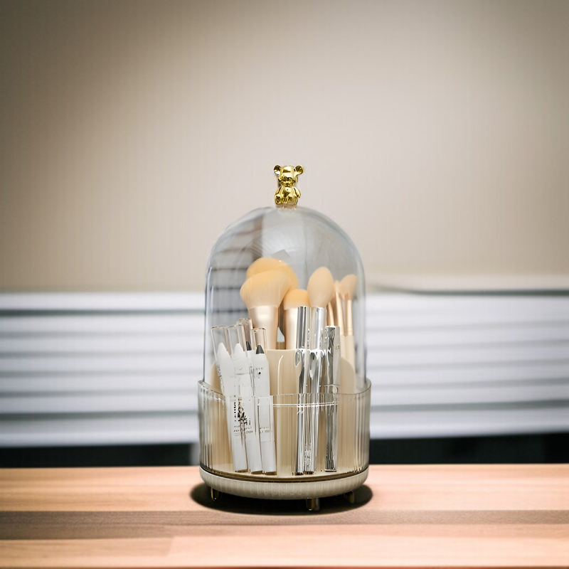 漫画クマのアイブロウペンシルホルダー回転式化粧品収納ボックスコンパートメント口紅防塵デスクトップドレッシングテーブル収納チューブ