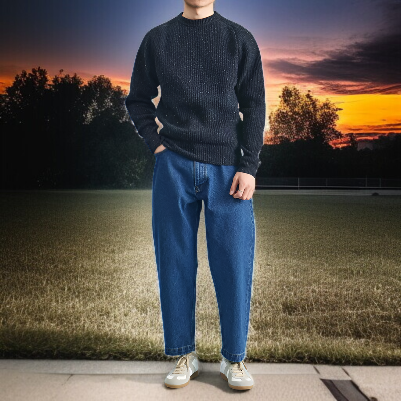 ラグランスリーブのプルオーバーウールセーター、暖かくて厚手、無地、長袖ニットセーター。