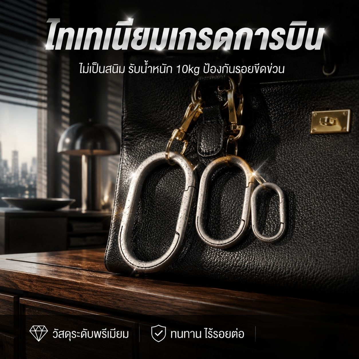 พวงกุญแจวงแหวนไทเทเนียมอัลลอยด์ขนาดเล็ก อะไหล่ฮาร์ดแวร์สำหรับกระเป๋าและเสื้อผ้า