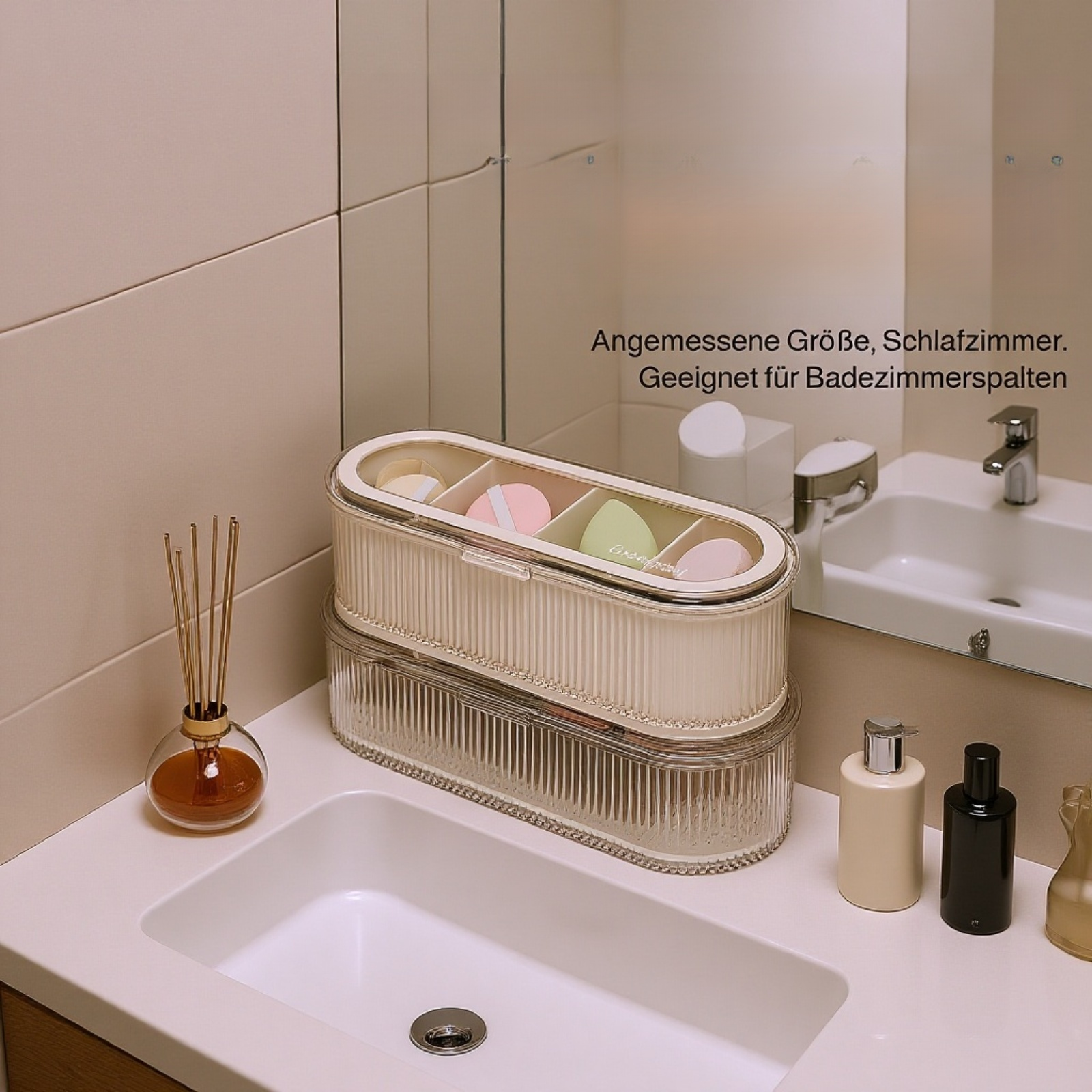 Make-up-Pinselhalter aus transparentem Material mit Deckel, Schminktisch Aufbewahrung