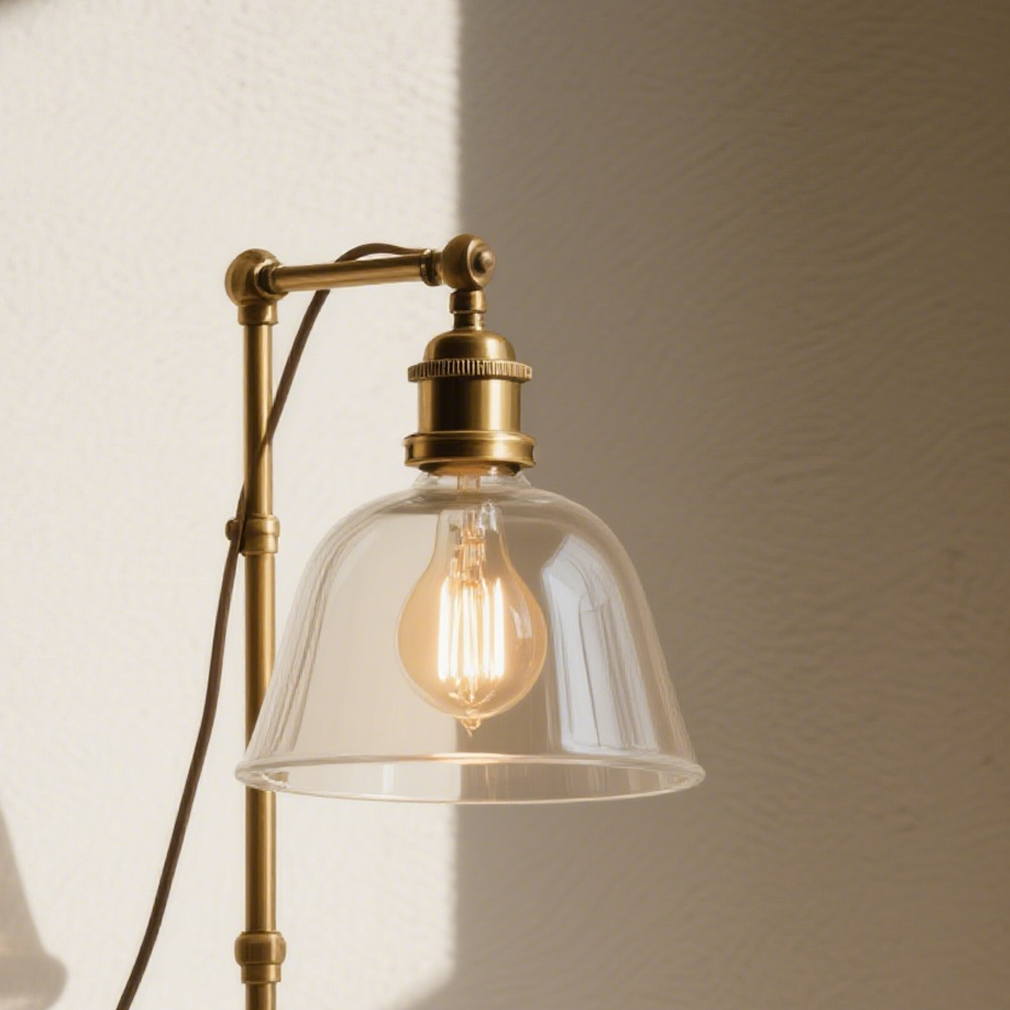 โคมไฟตั้งโต๊ะฐานทองเหลืองทรงหรู