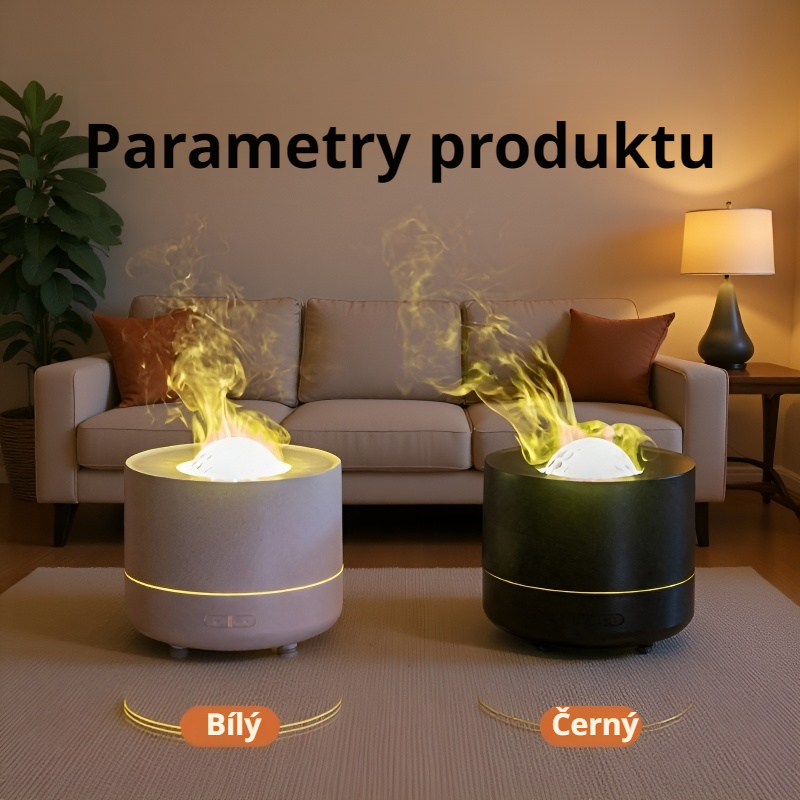 Hvězdný projektor a zvlhčovač vzduchu s duhovým plamenem