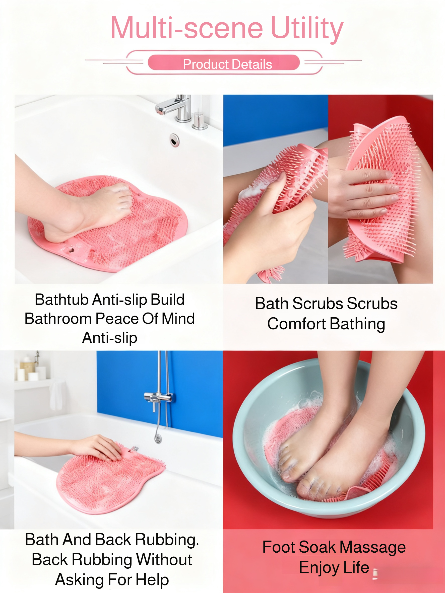 Massaging foot scrubber for improved hygiene