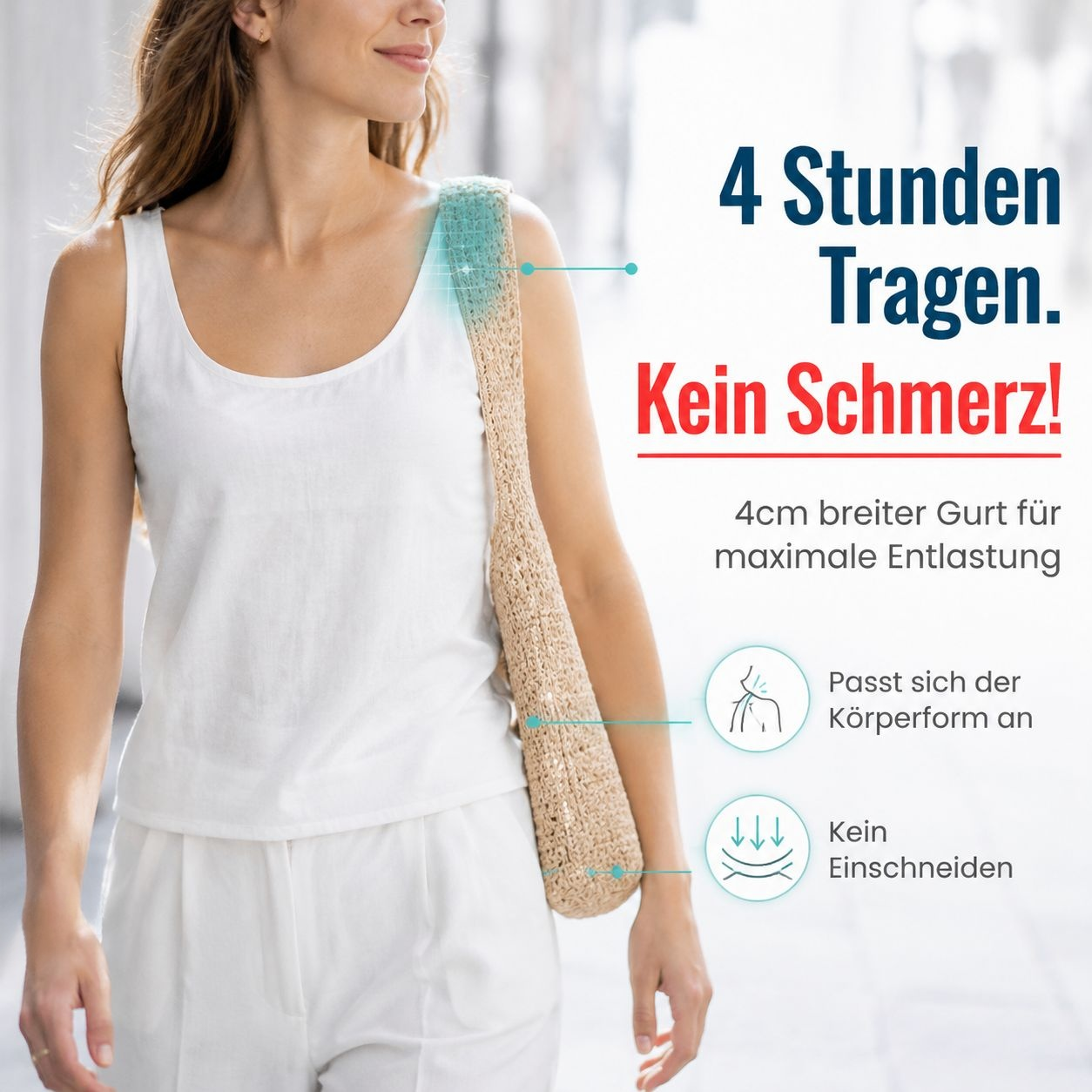 Sommerliche vielseitige Strohumhängetasche, leichte Tasche aus Papierkordel
