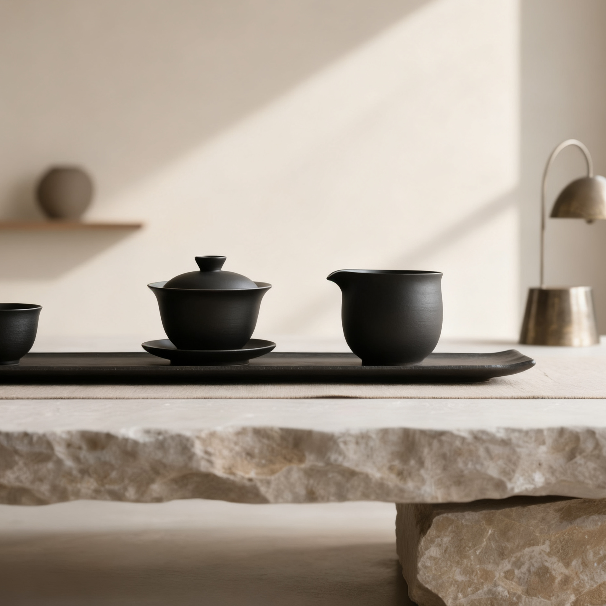 현대적인 세라믹 티웨어 세트 전체 구성 이미지