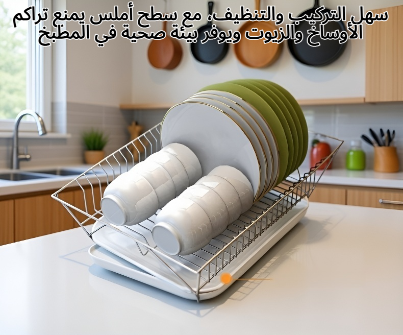 رف تخزين مطبخ منزلي من الفولاذ المقاوم للصدأ بتصميم عصري