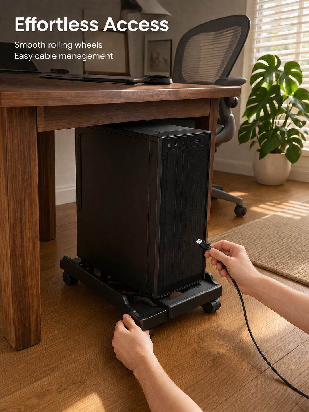 Computer Tower Stand Movable Base Adjustable Plastic Cooling Bracket