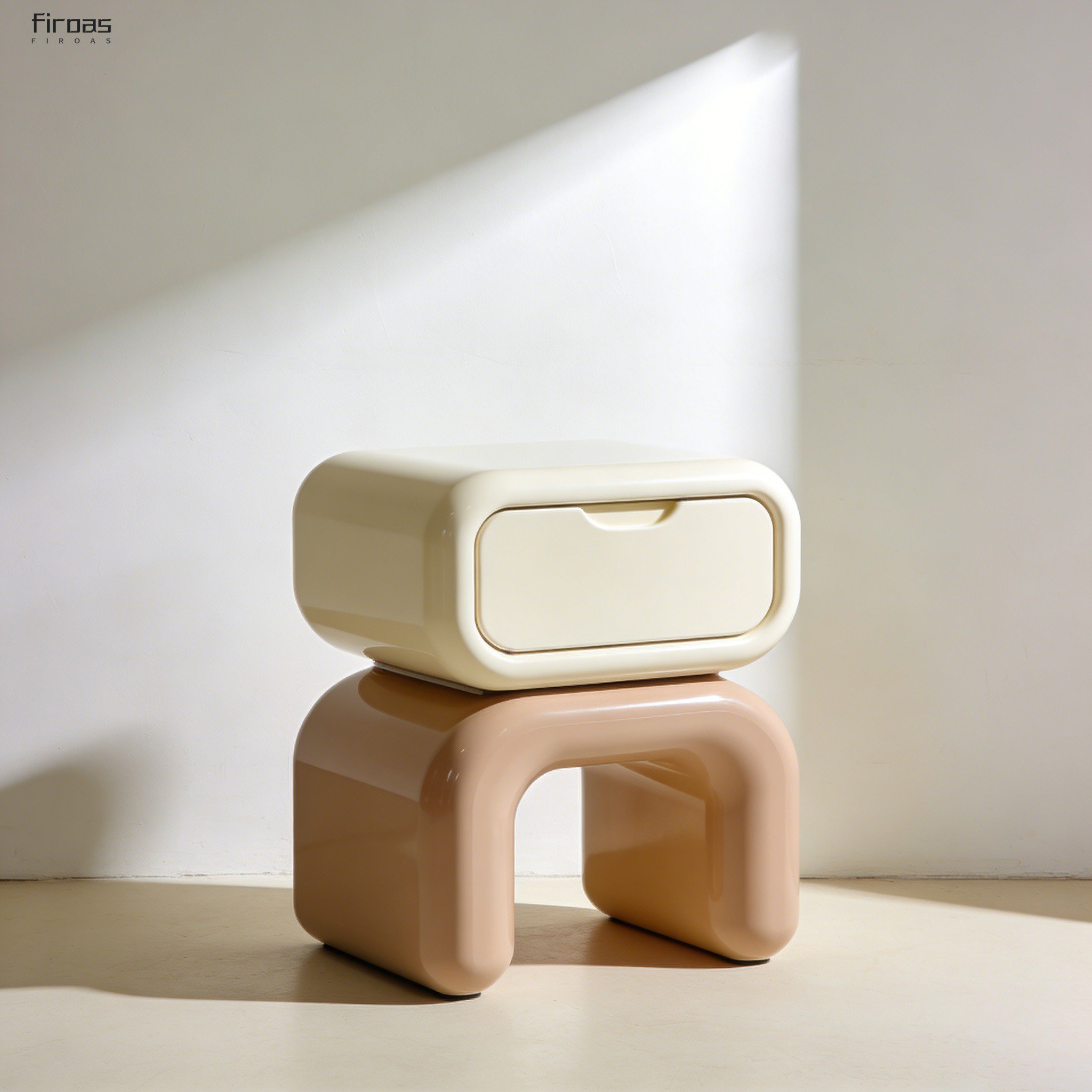 โต๊ะข้างเตียงสไตล์โมเดิร์นสองชิ้นในห้องนอน