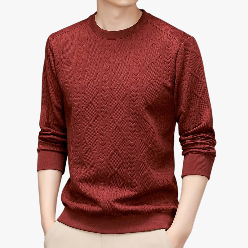 비즈니스맨 니트 긴팔 라운드넥 실타래 세련되고 모던 이너 니트 상의 꽃무늬 비즈니스맨 니트