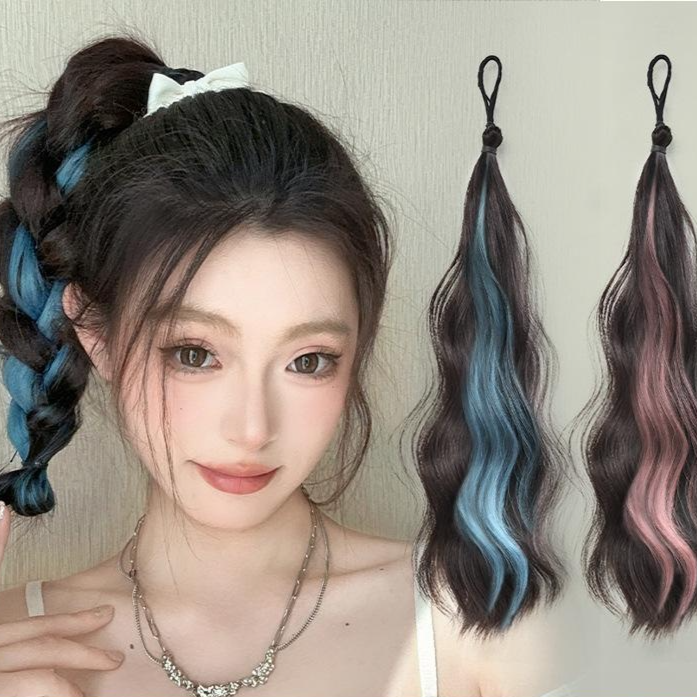 彩色挑染馬尾假髮辮子