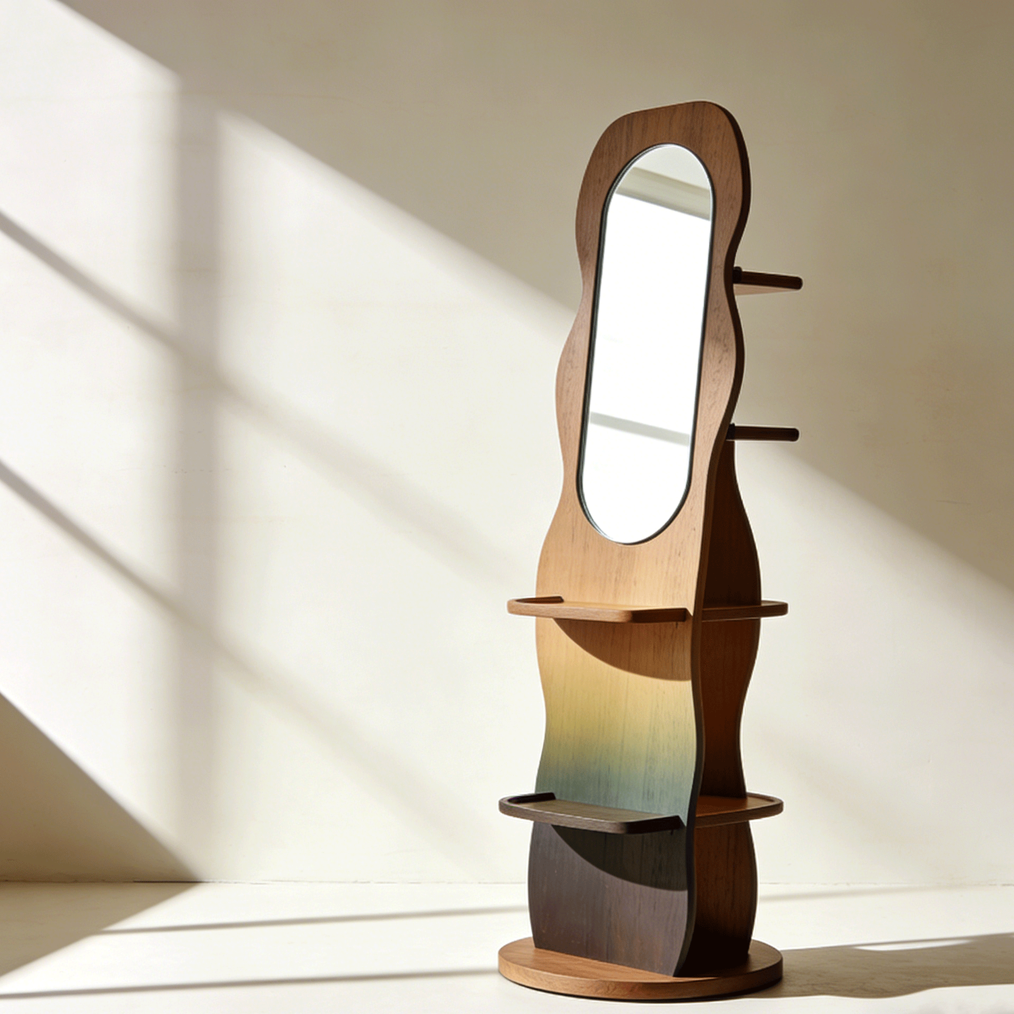 多機能鏡付き収納ラック