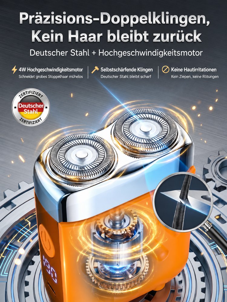 Neue Generation Doppelkopf-Taschenelektrorasierer