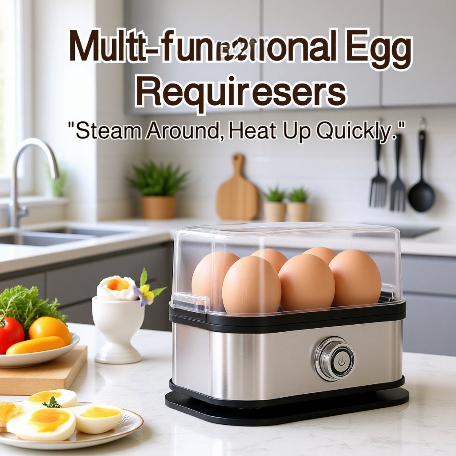 Portable Mini Stainless Steel Egg Cooker with Anti-Dry Burn & One-Touch Operation