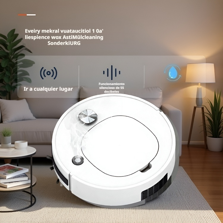 Robot de limpieza inteligente 4 en 1 funcionando en sala de estar