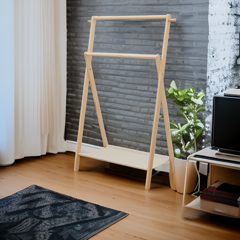 Hansem Portable Wood Pattern Laundry Rack
