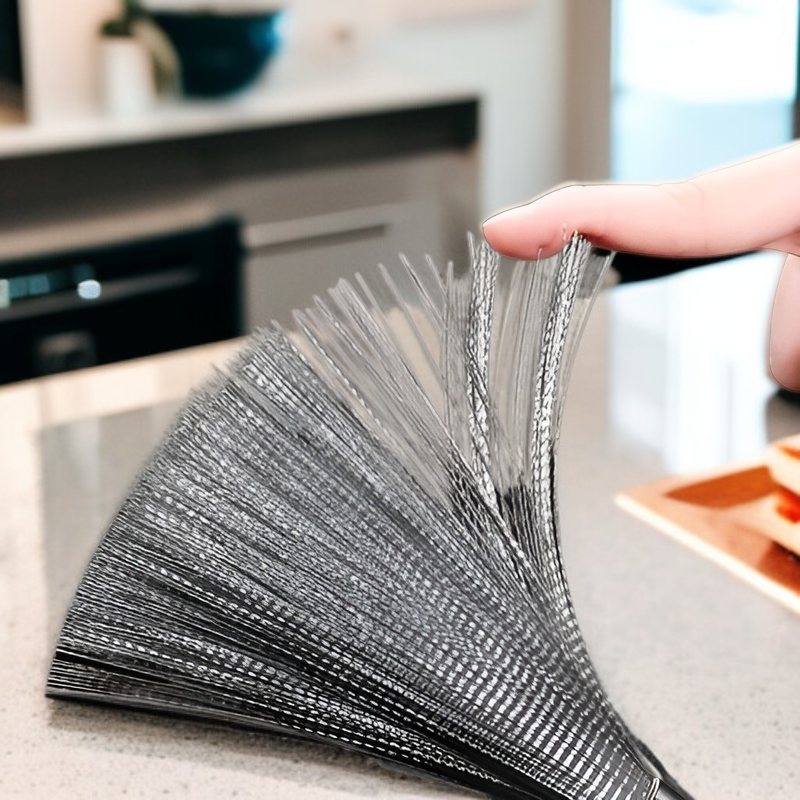 Long Handle Stainless Steel Pot Brush Kitchen Oil Cleaning Brush