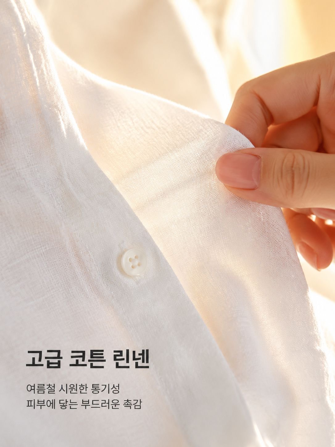 캐주얼 면마 벌룬소매 여성 셔츠