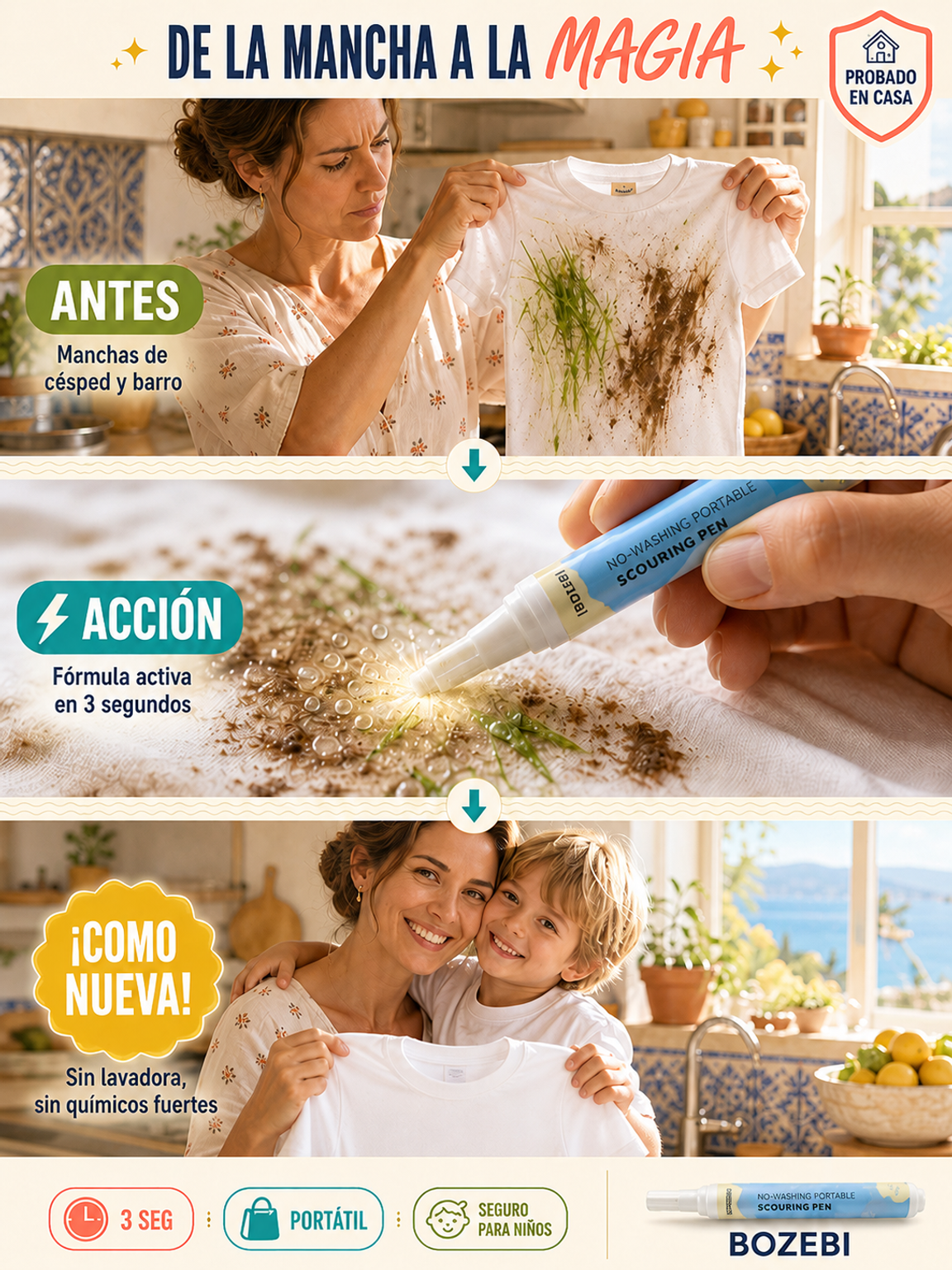 【Elimina la suciedad en un segundo】 Lápiz limpiador potente y práctico que no necesita agua