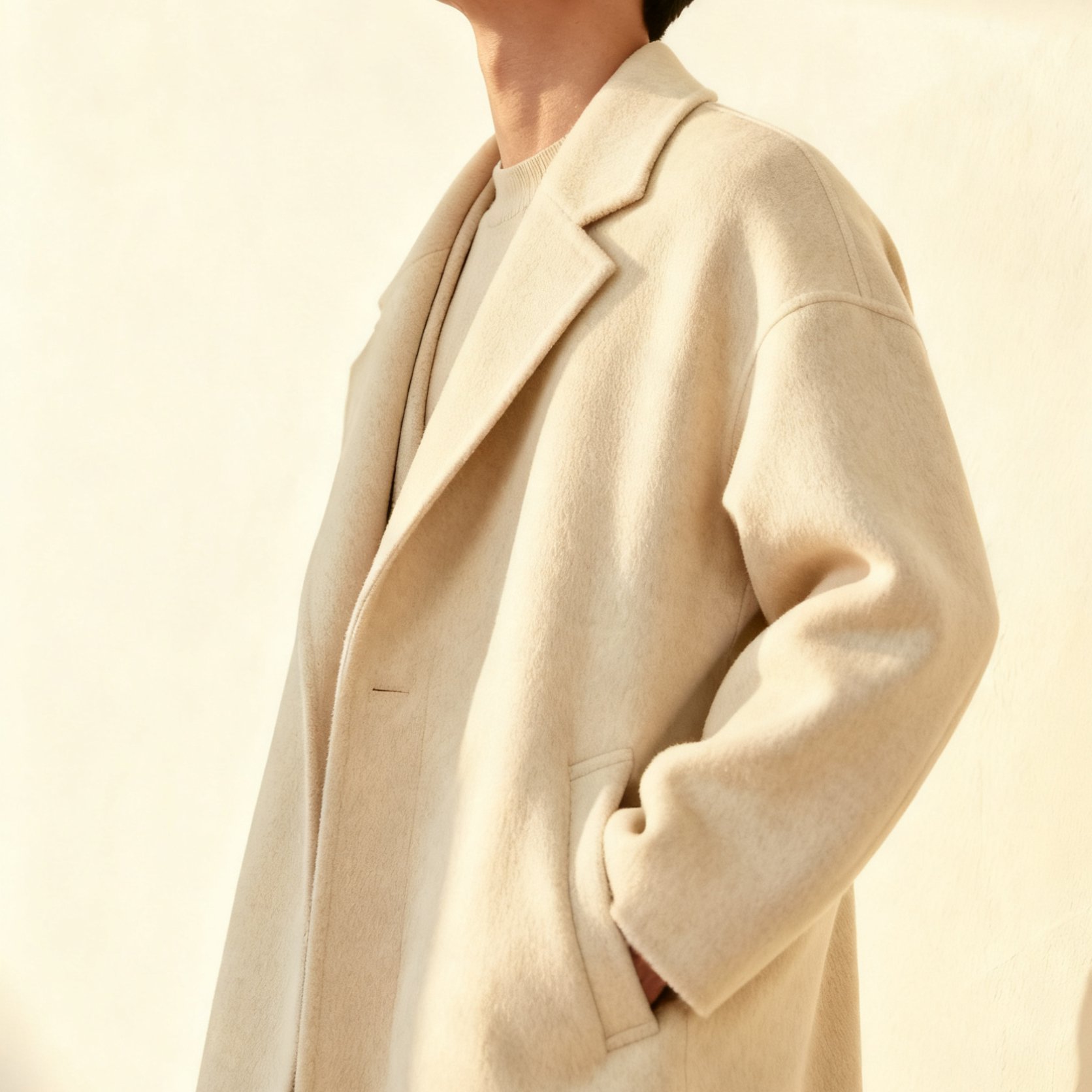 남성 캐시미어 코트 착용 이미지