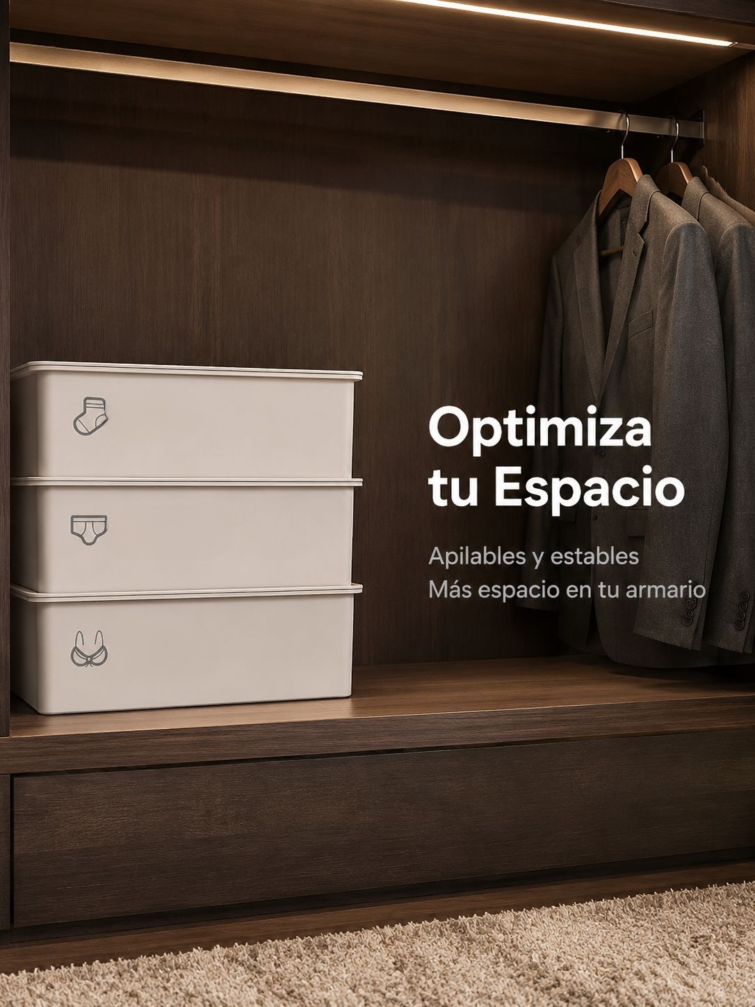 Caja organizadora con divisiones para ropa interior, esencial para el hogar